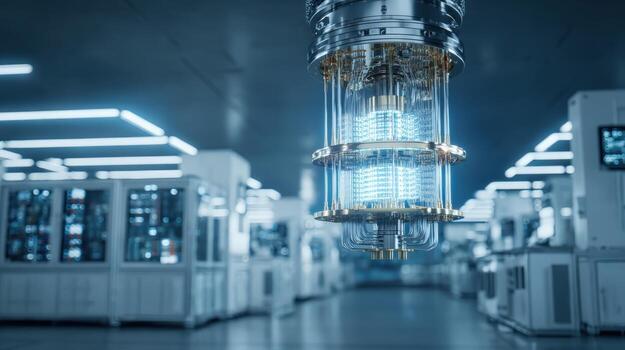 Quantum Computing System in High Tech Laboratory Futuristic Technology and Advanced Development photo