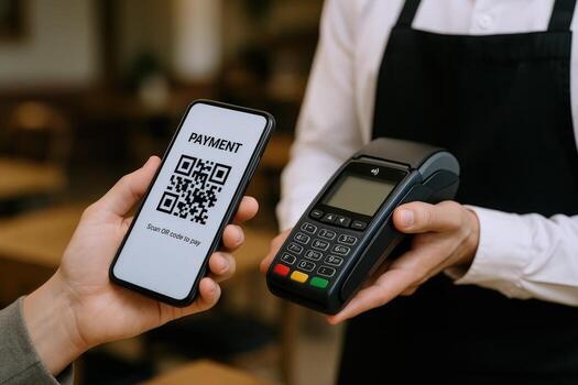 Contactless Payment via QR Code and POS Terminal for Seamless Transactions in a Modern Setting photo
