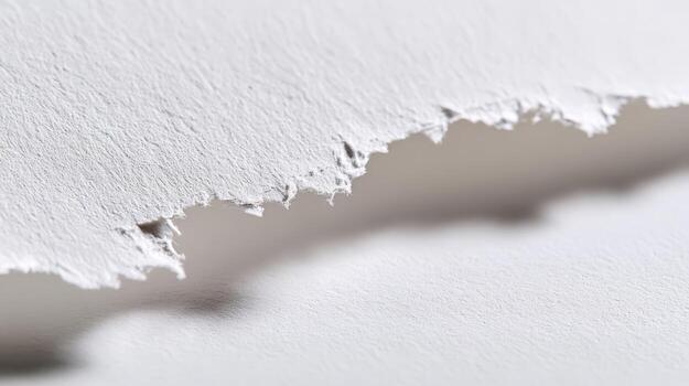 Torn white paper close-up showing rough edges, ideal for backgrounds and textures in graphic design photo