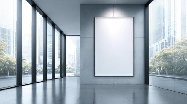 Modern Gallery Interior with Blank Canvas Ideal for Mockups and Presentations in a Contemporary Space photo