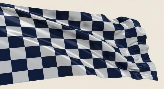 Checkered Flag Waving Symbolizing Victory, Racing Success, Completion, and Achievement on a Neutral Background photo
