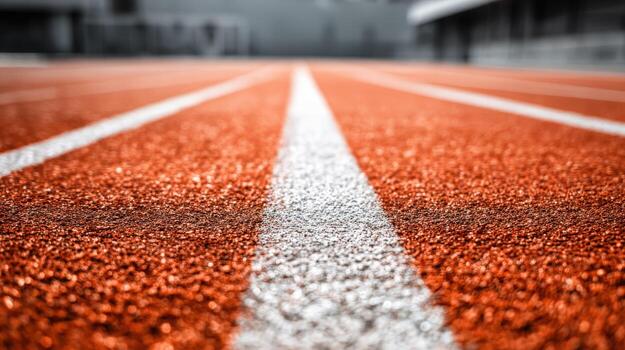 Close-up of Running Track with Lane Markings Perfect for Athletics and Sports Concepts photo