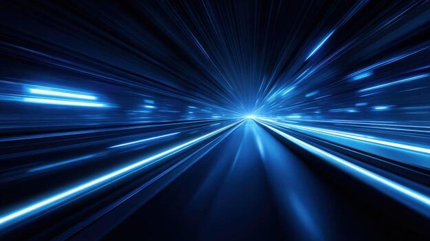 Abstract Blue Light Streaks Creating a Futuristic and Dynamic Visual Effect, Ideal for Technology Concepts photo