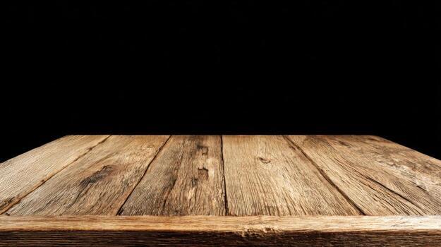 Rustic Wood Tabletop Surface with a Dark Background for Product Display or Mockup photo