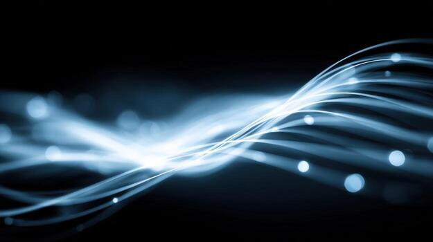 Abstract Light Streaks on Dark Background Modern Technology, Data Flow and Digital Communication photo