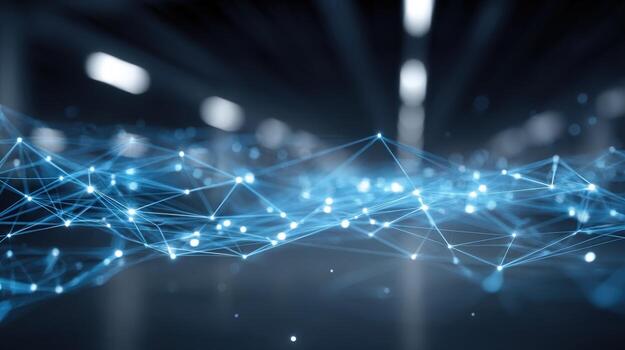 Abstract Technology Background with Connected Dots and Lines Representing Network Communication and Global Connectivity photo