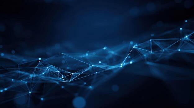 Abstract Network Connection Structure in Blue Data Transmission and Digital Communication Concept photo