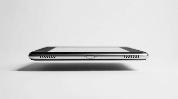 Sleek Mobile Device Flat Lay on White Backdrop for Modern Technology and Communication Concepts photo