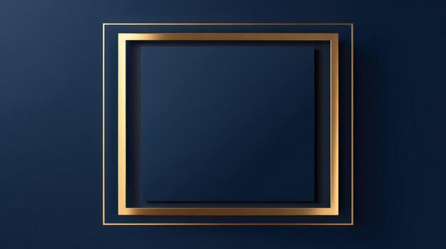 Elegant Navy Blue Backdrop with Golden Square Frame for Product Showcase and Design Mockups photo