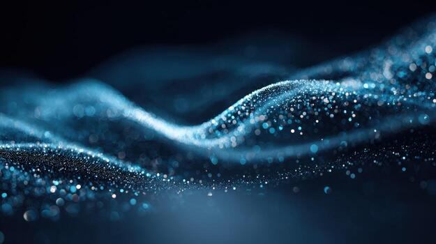 Abstract Blue Particle Wave Background, Data Visualization, Technological Innovation, Creative Design, Modern Art photo