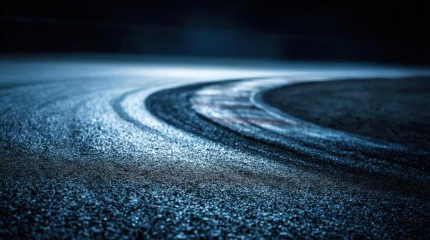 Abstract Asphalt Curve Dark Racing Track Surface with Tire Marks and Dynamic Composition photo