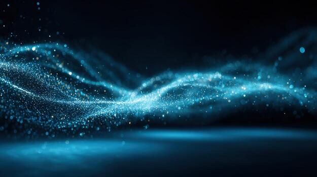 Abstract Blue Wave Particles Background, Digital Illustration for Technology, Science, or Data Visualization Projects photo