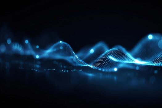 Abstract Blue Wave Background with Glowing Particles - Data Visualization and Digital Technology photo