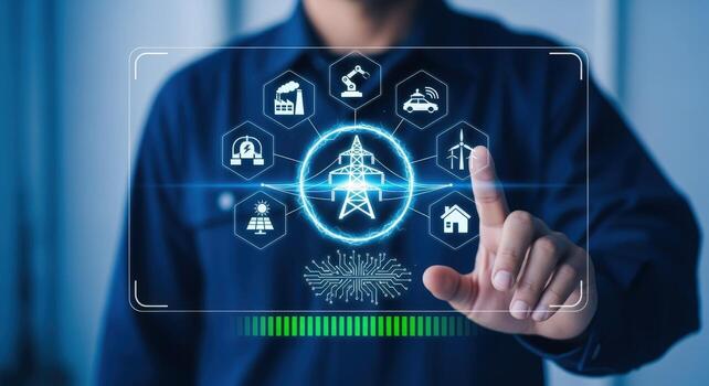 Smart grid technology interface and energy automation innovations for sustainable future, electricity management photo