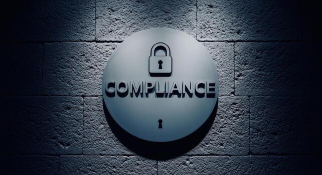 Compliance Concept on Textured Wall with Lock Icon, symbolizing security, regulation, and adherence to standards photo