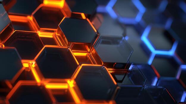Abstract Hexagonal Background with Glowing Edges Modern Technology and Innovation Concept photo