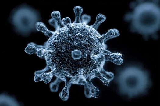 microscópico imagen de virus partícula con Picos para médico visualización y investigación propósitos foto