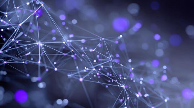 Abstract Network Connections with Glowing Nodes and Lines, Modern Technology Background Illustration photo