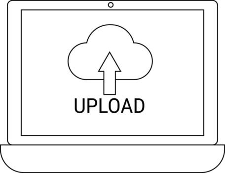 laptop icon and upload button icon with white background vector