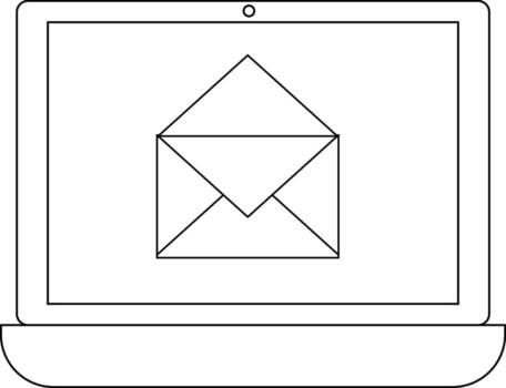 ordenador portátil icono y abierto mensaje icono con blanco antecedentes vector