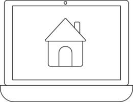 ordenador portátil icono y casa icono con blanco antecedentes vector