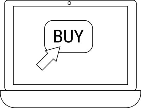 ordenador portátil icono y comprar botón icono con blanco antecedentes vector