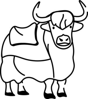 A sketchy style icon showing a nomadic yak vector