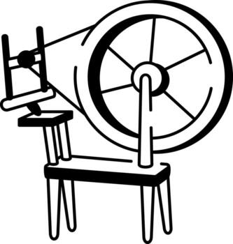 A sketchy style icon showing wool spinning machine vector