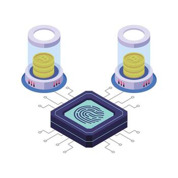Biometric technology and cryptocurrency system vector