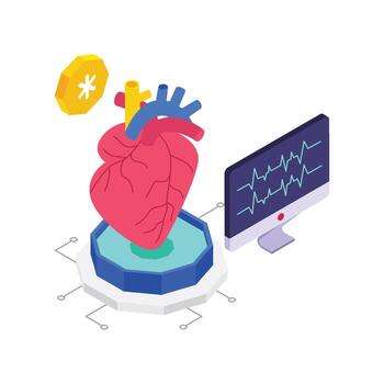 3D heart model with monitor vector