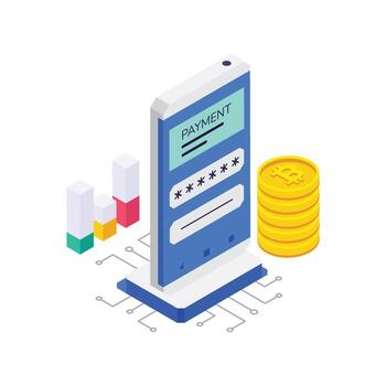 Mobile payment processing illustration vector