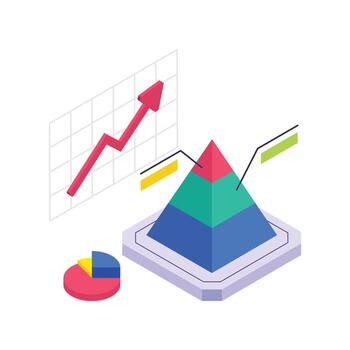 3D data analysis graphic with charts vector