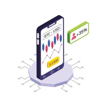 cripto comercio isométrica ilustración. vector