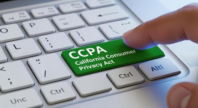 Data Privacy Compliance CCPA Legislation Activation on Computer Keyboard, Ensuring Consumer Rights and Protection photo