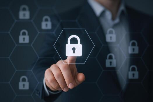 la seguridad cibernética experto activando digital bloquear proteger datos con avanzado tecnología y seguridad protocolos foto