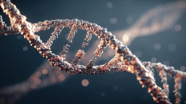 DNA Molecule Structure Scientific Visualization of Genetic Code, Helix Strand, and Biological Information for Medical Research photo