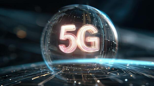 5G Technology Concept Futuristic Network Connection with High-Speed Data Transfer and Global Communication, Representing Innovation photo