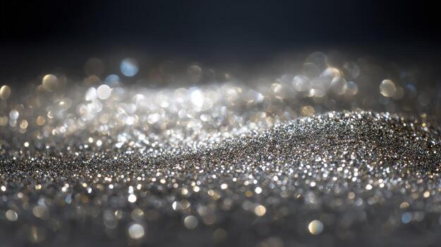 Sparkling Silver Glitter Texture Background with Bokeh Effects for Festive and Decorative Design photo