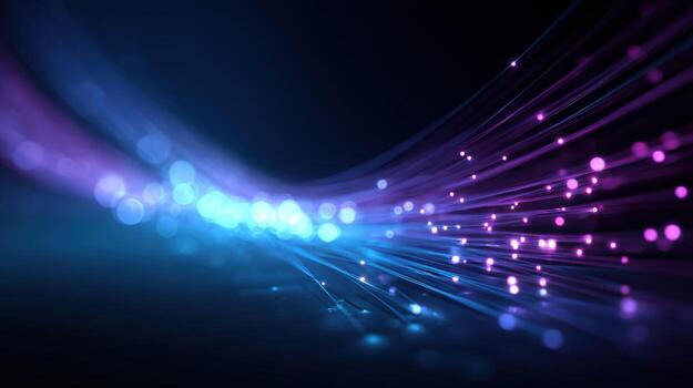 Abstract Light Streaks Background Modern Technology, Data Flow and Futuristic Design in Purple and Blue photo