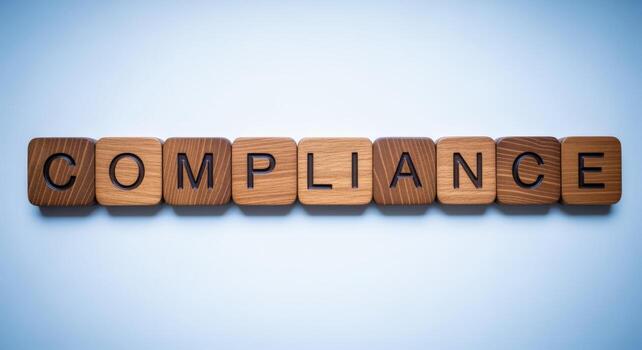 conformidad palabra hecho de de madera bloques en azul antecedentes ético negocio practicas concepto foto