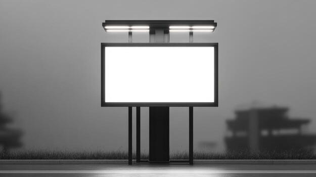 Outdoor Advertising Billboard Mockup at Night with a Clean White Display for Custom Messaging photo
