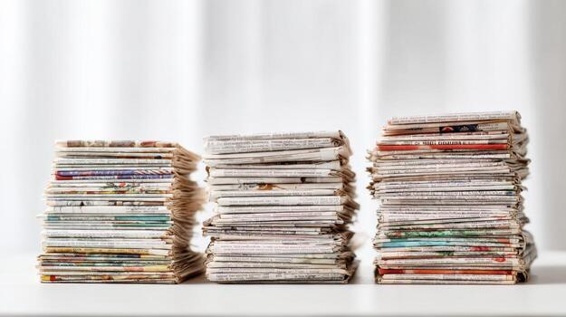 Stacks of Periodicals Back Issues and Publications for News, Research, and Reference Material photo