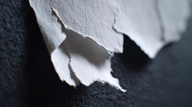 Abstract Close-Up of Torn Paper Revealing Texture, Surface and Detail, Ideal for Backgrounds and Mockups photo