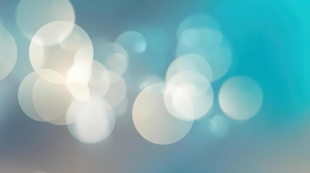 Abstract Bokeh Light Background with Soft White Orbs and Blue Gradient, Ideal for Festive Design photo