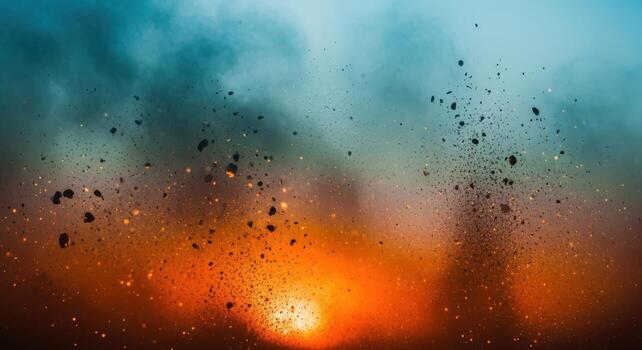 Dramatic Explosion Cloud of Dust and Debris Creates an Abstract Landscape with Powerful Energy photo