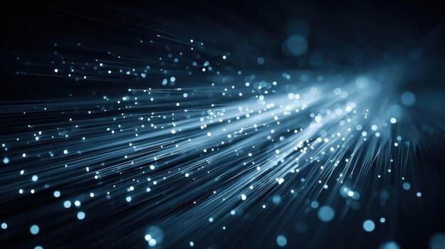 Fiber Optic Cables Transmitting Data, Representing High-Speed Internet and Telecommunications Networks in a Futuristic Style photo