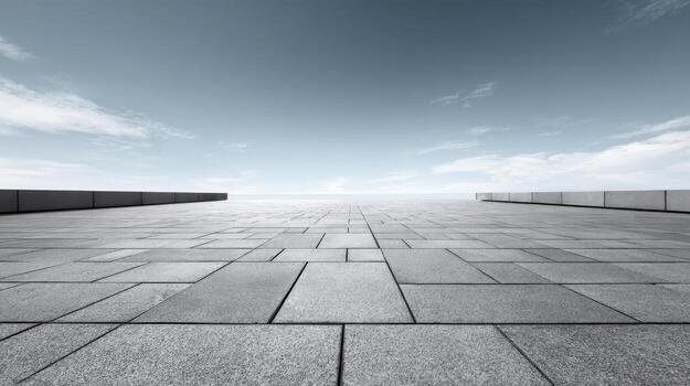 Open Gray Stone Floor with Sky View Vast Empty Surface for Design Projects photo