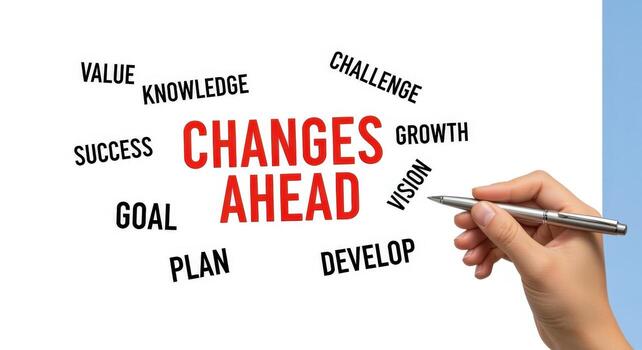 Changes Ahead Conceptual Image Illustrating Vision, Success, Growth, Challenge, Knowledge, and Planning for Future Goals photo