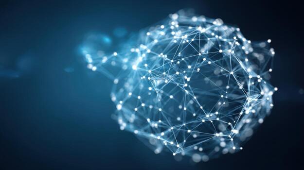 Abstract Network Node Structure with Interconnected Points, Representing Global Data Communication and Technology photo