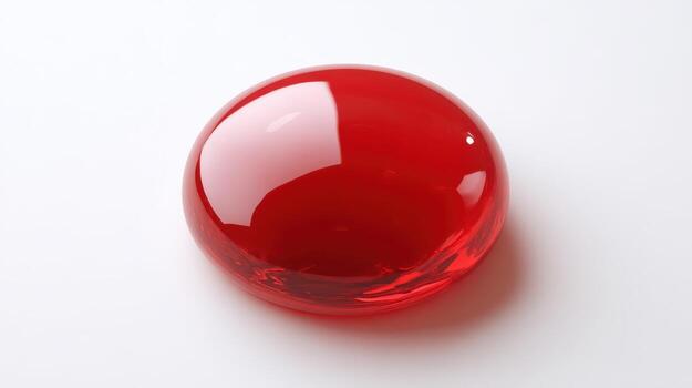 Translucent Red Drop on White Surface A Viscous, Vibrant Liquid with Reflections and Refraction photo
